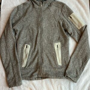 Women’s Athleta Grey Sweater Jacket with Embroidered Hood